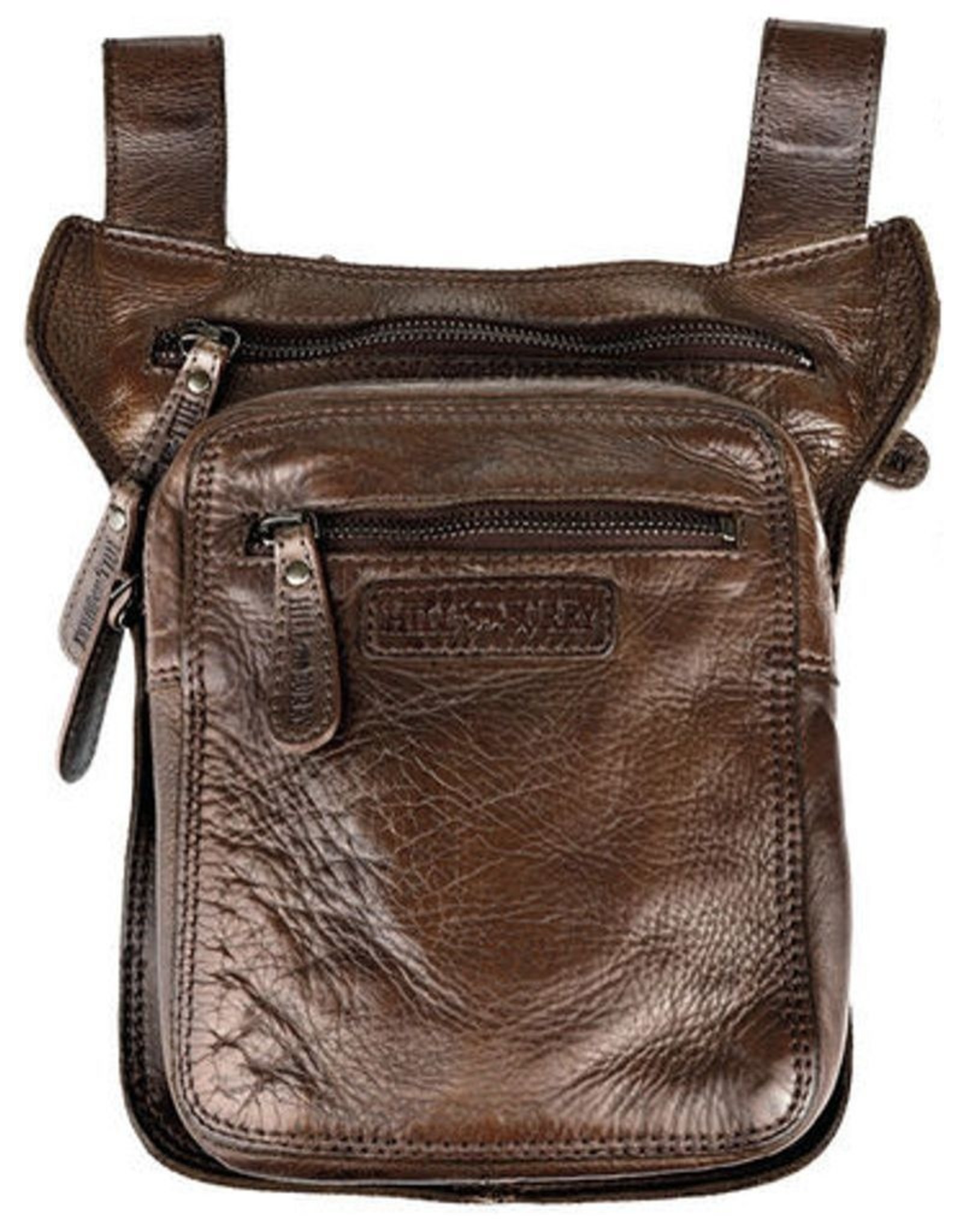 HillBurry Leather bags - HillBurry belt bag  leg bag washed leather brown