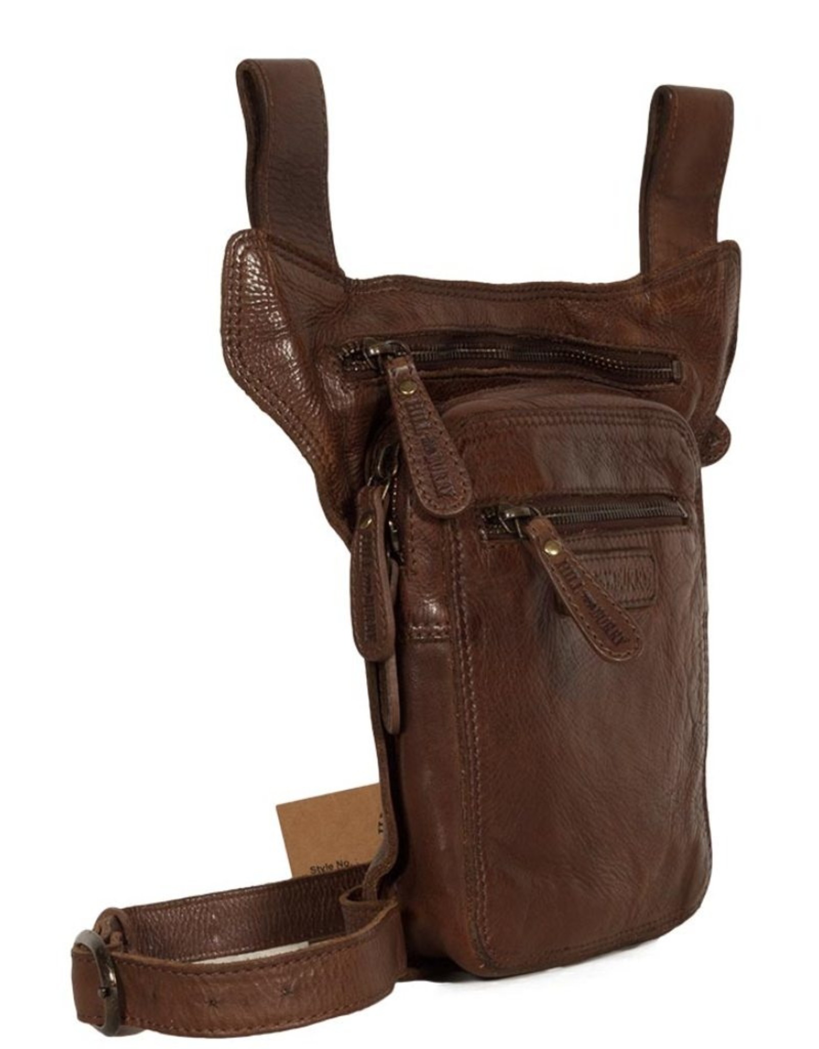 HillBurry Leather bags - HillBurry belt bag  leg bag washed leather brown