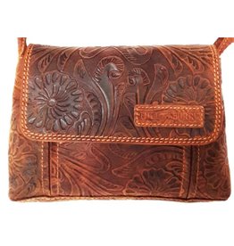 HillBurry Hillburry Leather Shoulder bag with Embossed Flowers