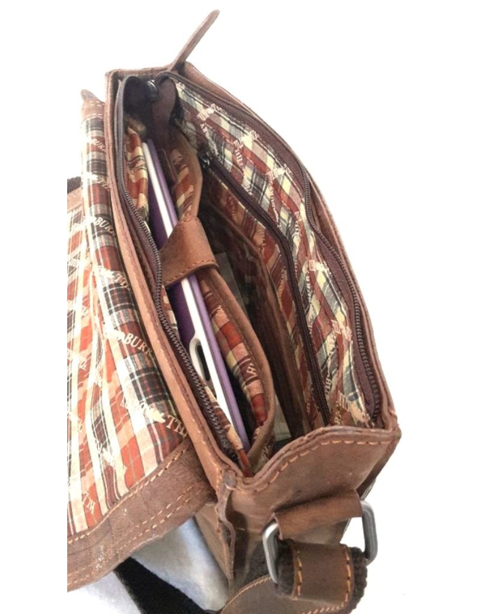 HillBurry Leren tassen - Hillburry Vintage look Leren schooltas (medium)