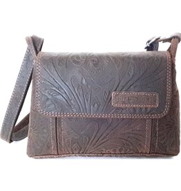 HillBurry HillBurry shoulder bag with embossed flowers (dark brown)