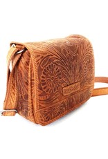 HillBurry Leather bags - Hillburry Shoulder bag with Embossed Flowers Tan