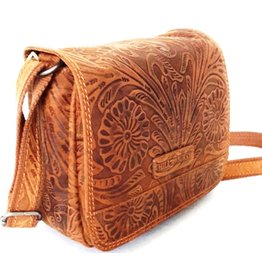 HillBurry Hillburry Shoulder bag with Embossed Flowers Tan