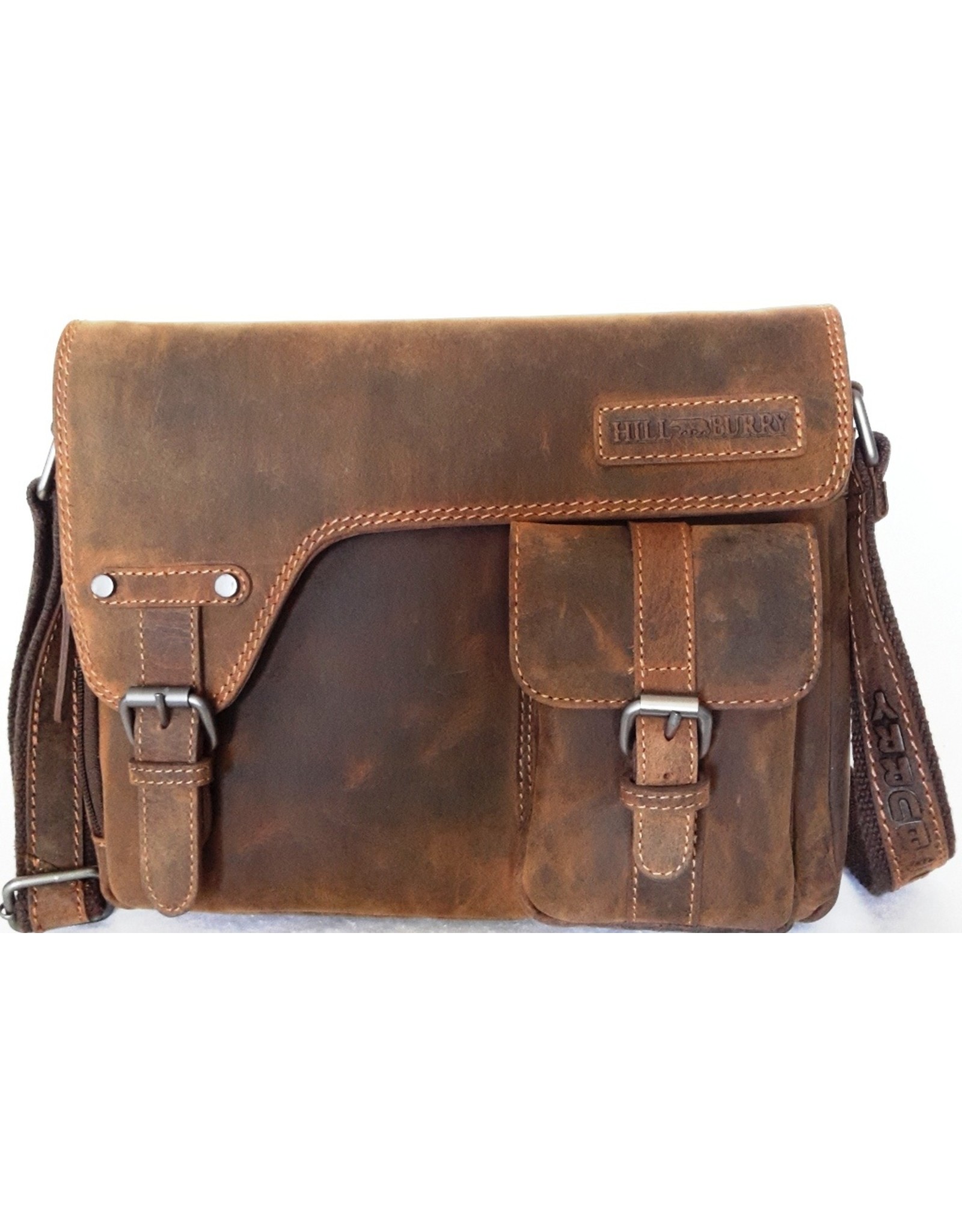 HillBurry Leather laptop bags - HillBurry Leather bag with holster cover (medium)
