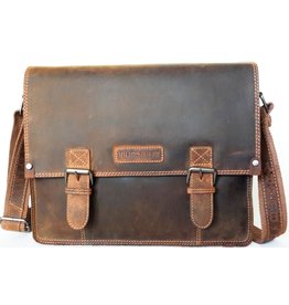 HillBurry Hillburry Leather school bag vintage (34cm x 25,5cm)