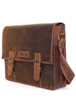 HillBurry Leather work bags Leather laptop bags - Hillburry Leather school bag vintage look Mango tan (large)