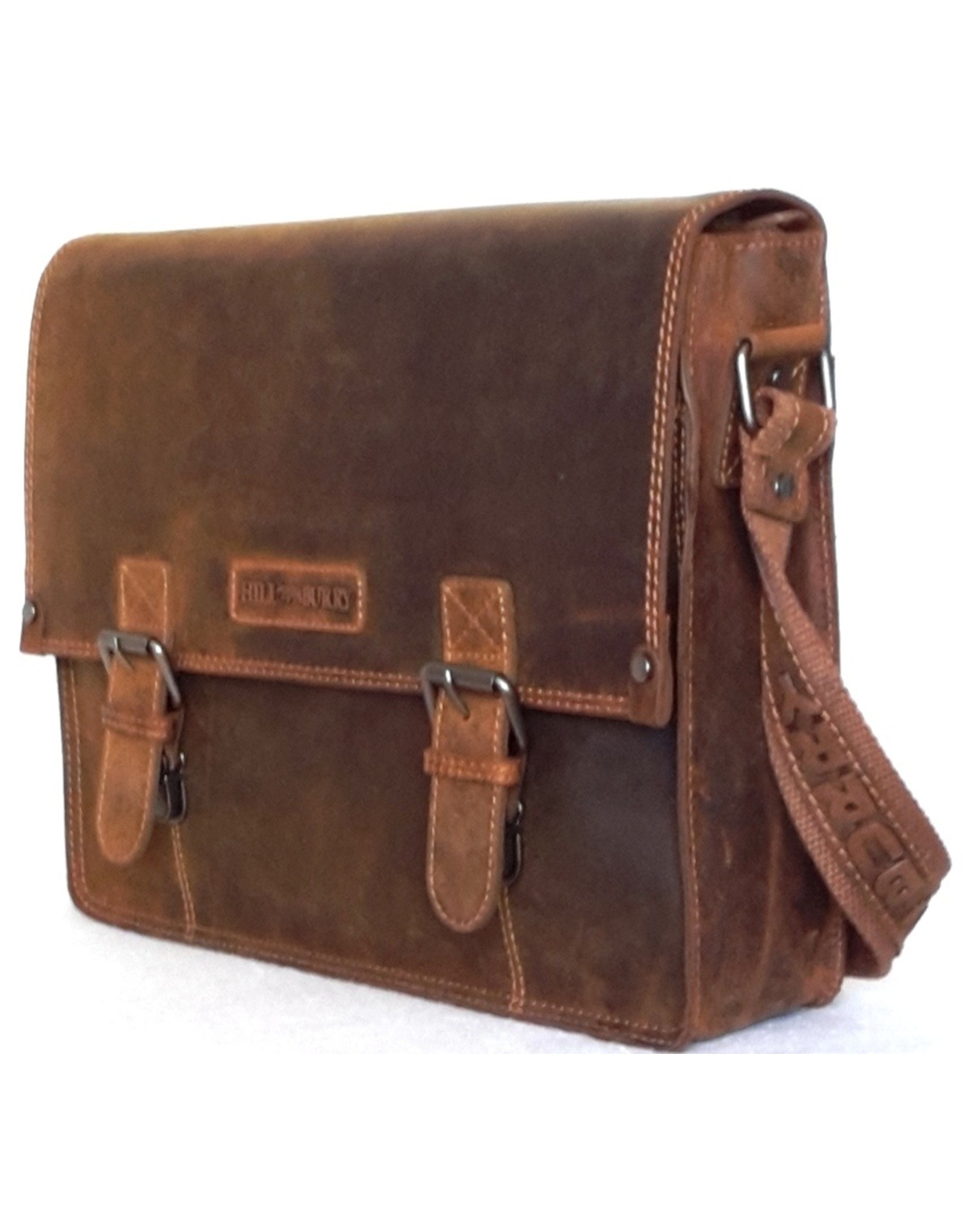 HillBurry Leren werktassen Leren laptoptassen - Hillburry Leren schooltas vintage look Mango tan (large)