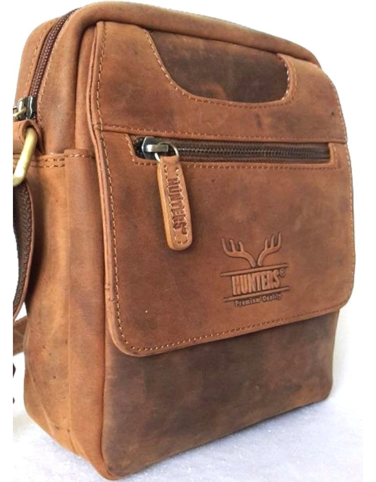 Hunters Leren schoudertassen Leren crossbody tassen - Hunters crossbody tas met afgeronde hoeken