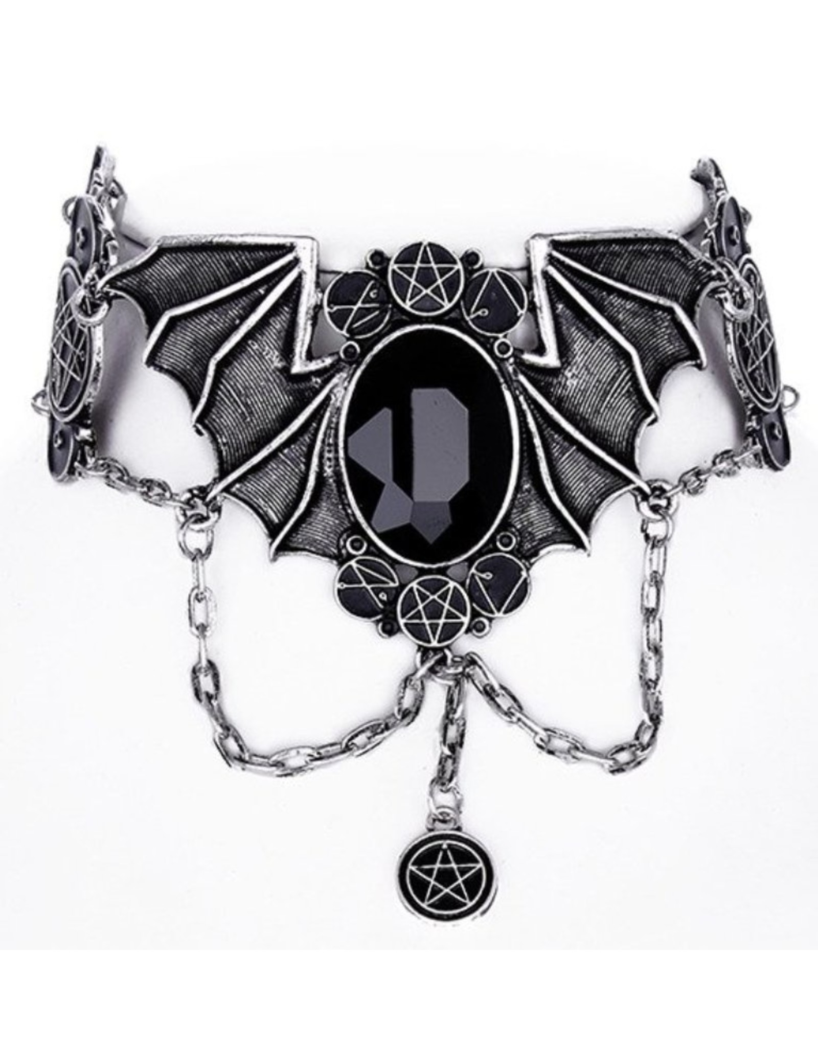 Restyle Gothic jewellery Steampunk jewellery - Gothic choker Necronomicon Bat wings