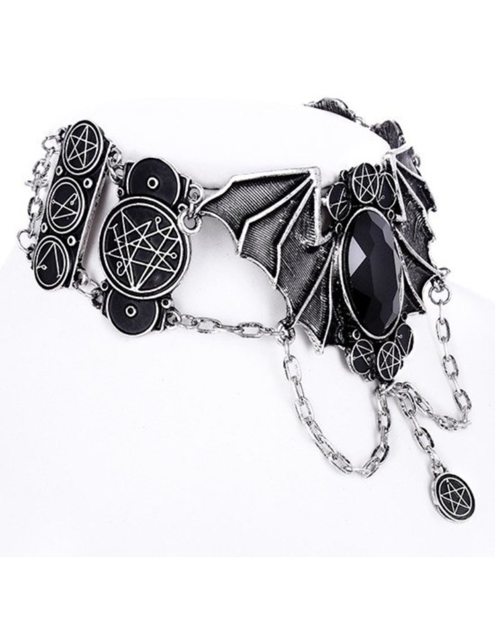 Restyle Gothic jewellery Steampunk jewellery - Gothic choker Necronomicon Bat wings