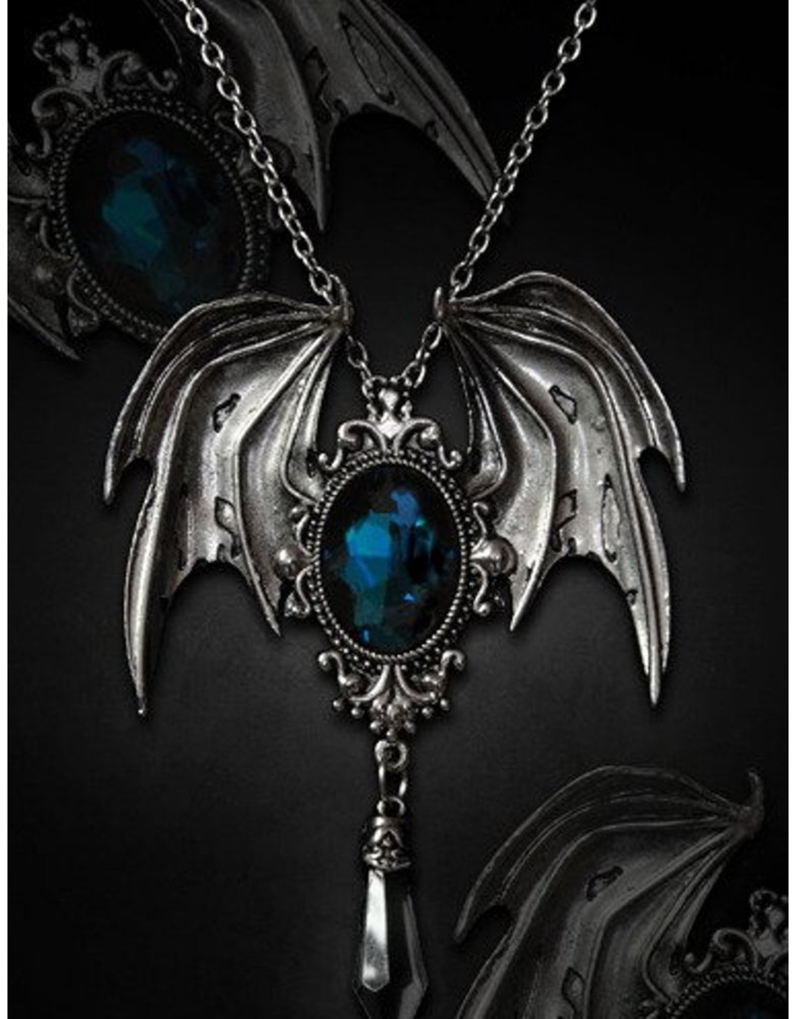 Restyle Gothic jewellery Steampunk jewellery -  Pendant and brooch in one Della Morte cyan - Restyle