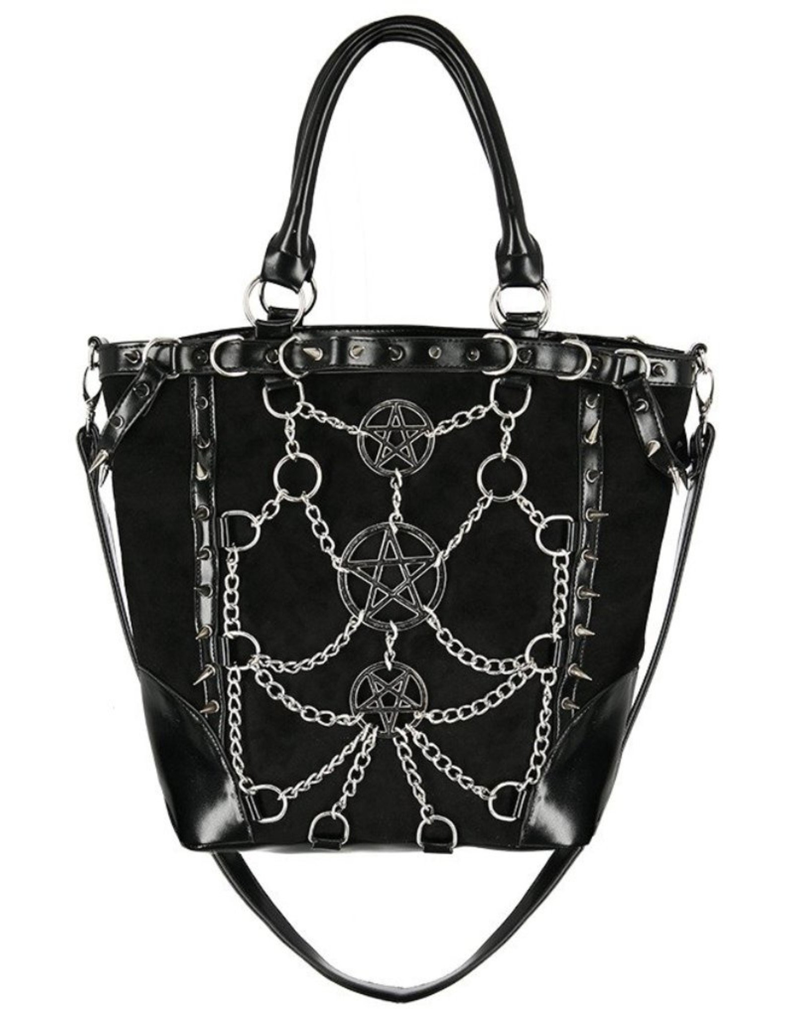 Restyle Gothic tassen Steampunk tassen - Gothic Shopper met kettingen en pentagrammen - Restyle
