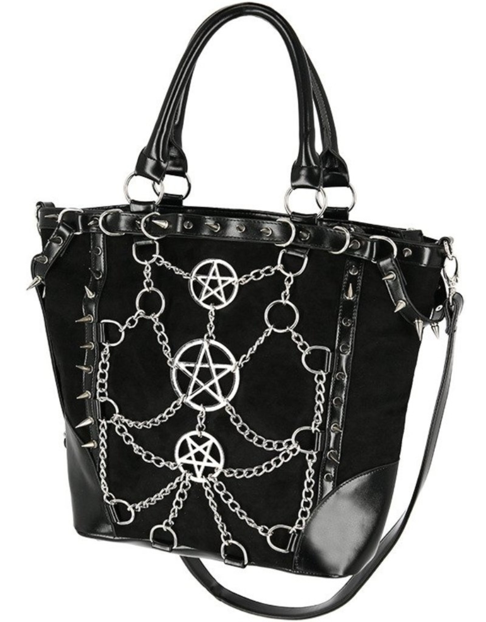 Restyle Gothic tassen Steampunk tassen - Gothic Shopper met Kettingen en Pentagrammen Restyle