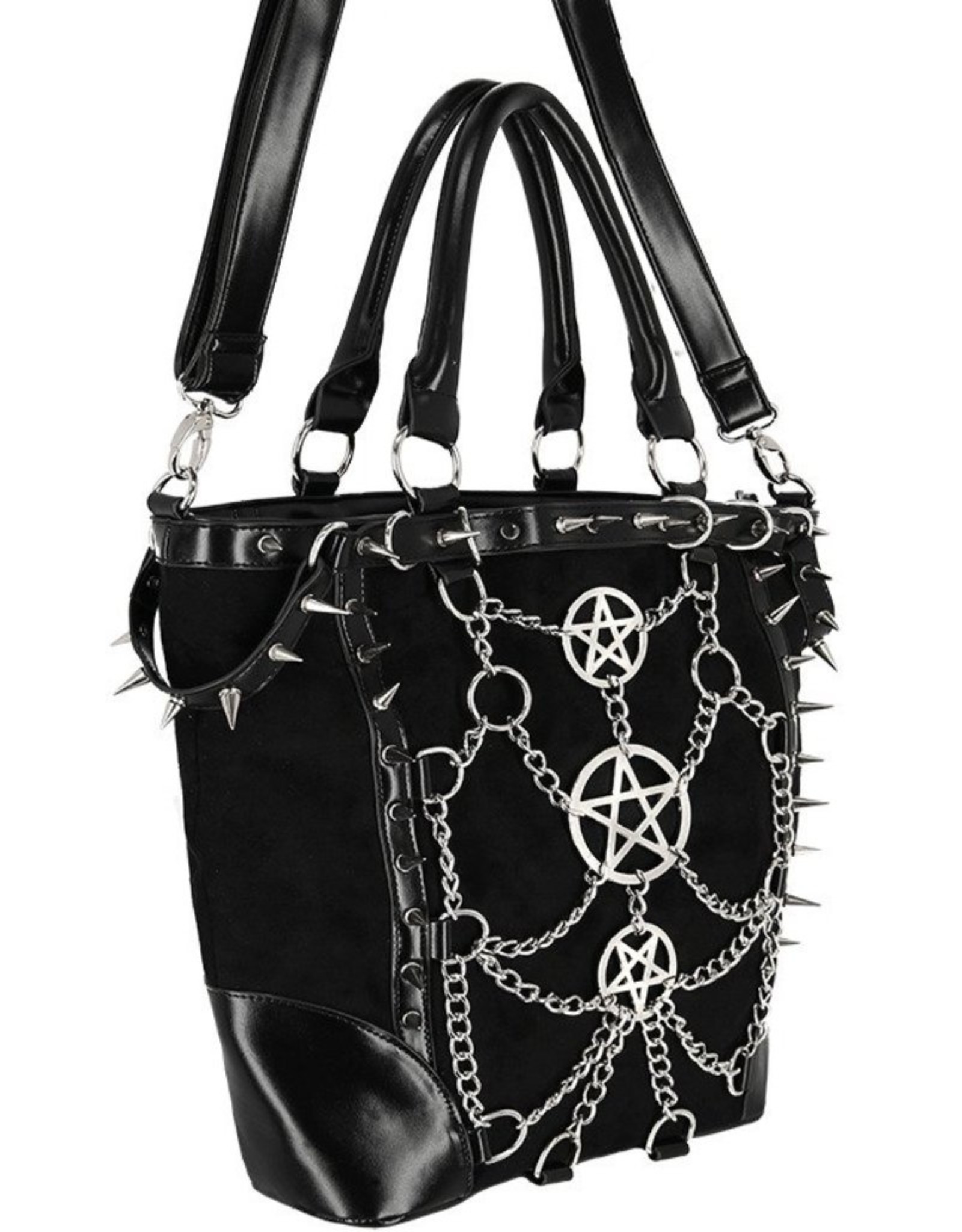 Restyle Gothic bags Steampunk bags - Gothic Shopper with Chains and Pentagrams Restyle