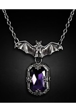 Restyle Gothic jewellery Steampunk jewellery - Pendant Bat with purple stone Night Whisper - Restyle