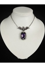 Restyle Gothic jewellery Steampunk jewellery - Pendant Bat with purple stone Night Whisper - Restyle