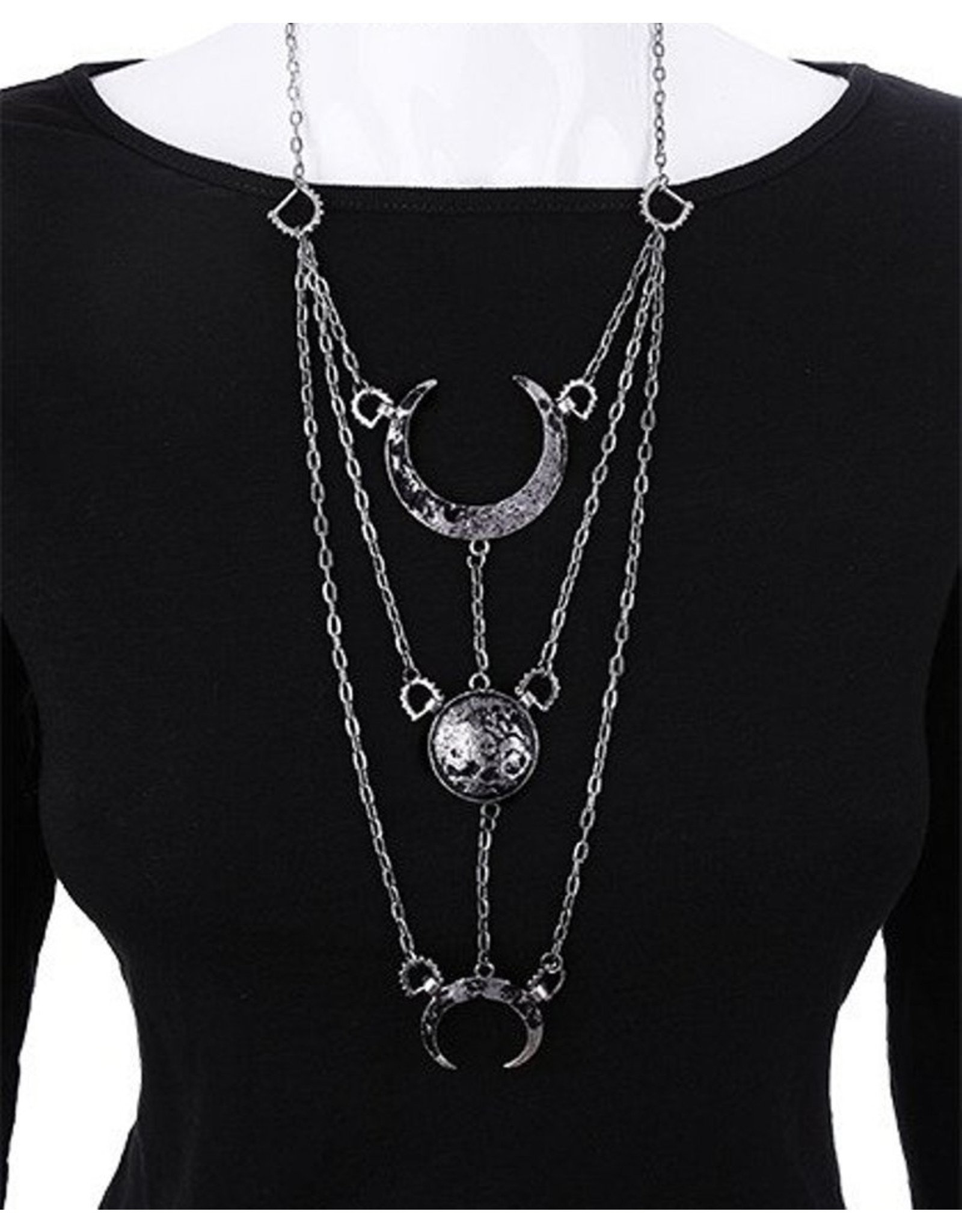 Restyle Gothic jewellery Steampunk jewellery - Long crescent necklace Moon Phases - Restyle
