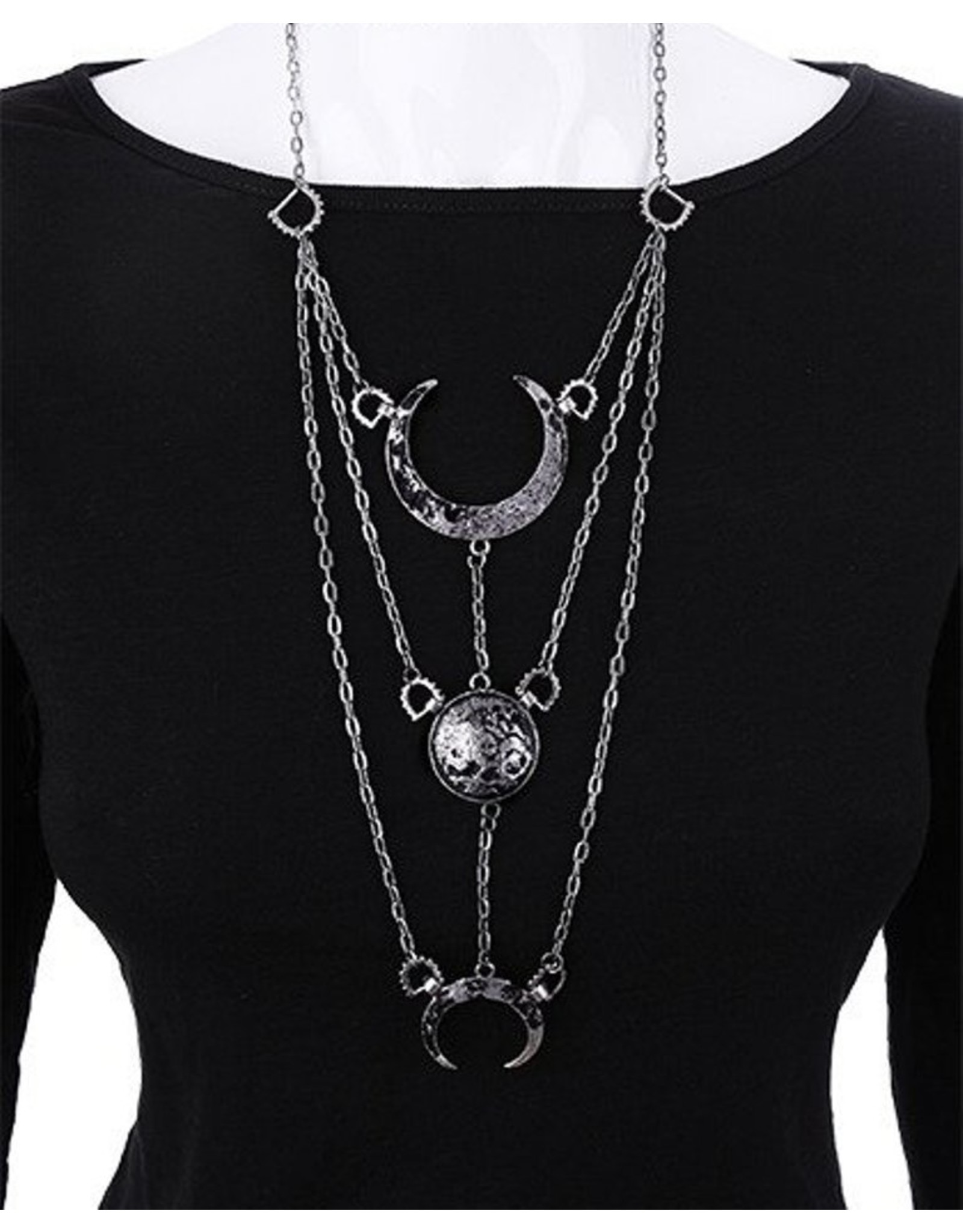 Restyle Gothic sieraden Steampunk sieraden - Lange ketting met halve maan Moon Phases - Restyle