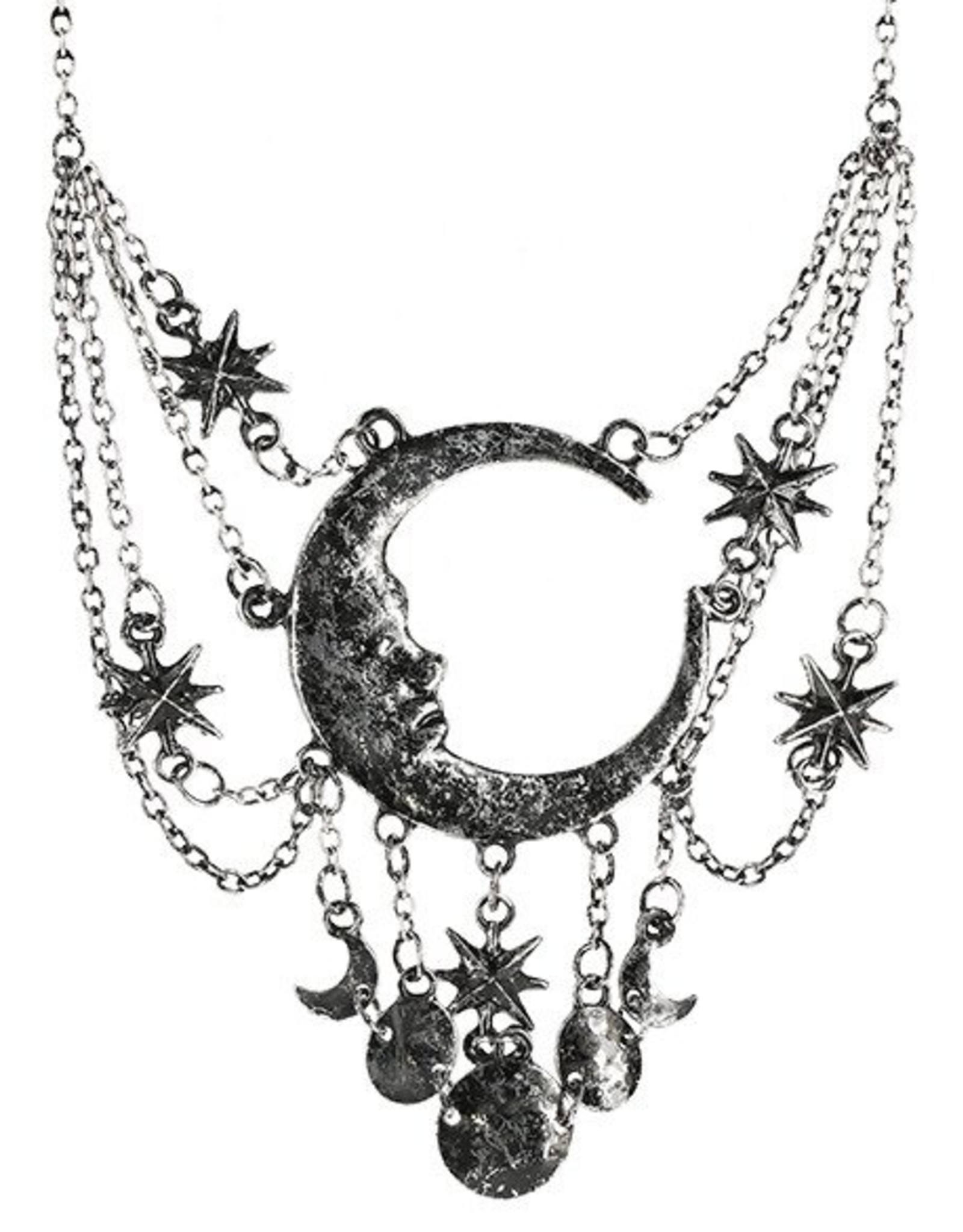 Restyle Gothic jewellery Steampunk jewellery - Necklace with Crescent and Stars Sleepless Night - Restyle