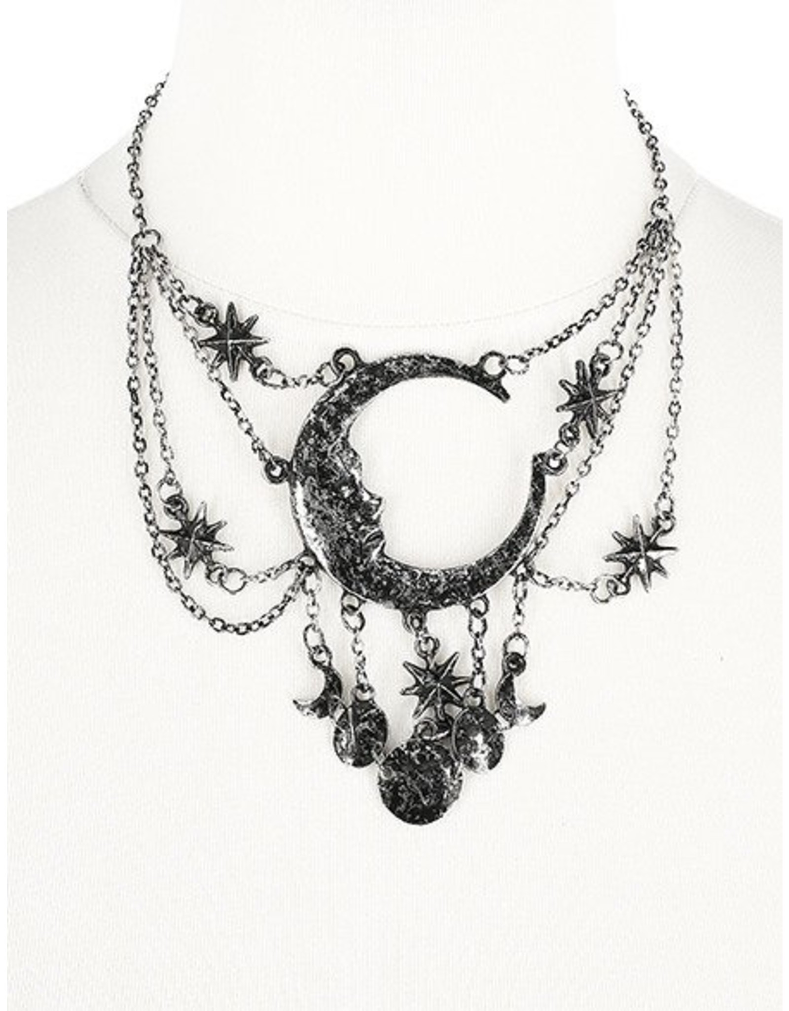 Restyle Gothic jewellery Steampunk jewellery - Necklace with Crescent and Stars Sleepless Night - Restyle