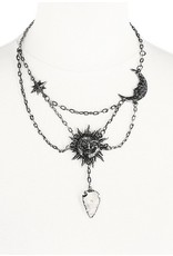 Restyle Gothic jewellery Steampunk jewellery - Moon & Sun necklace with quartz crystal- Restyle