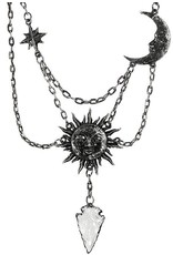 Restyle Gothic jewellery Steampunk jewellery - Moon & Sun necklace with quartz crystal- Restyle