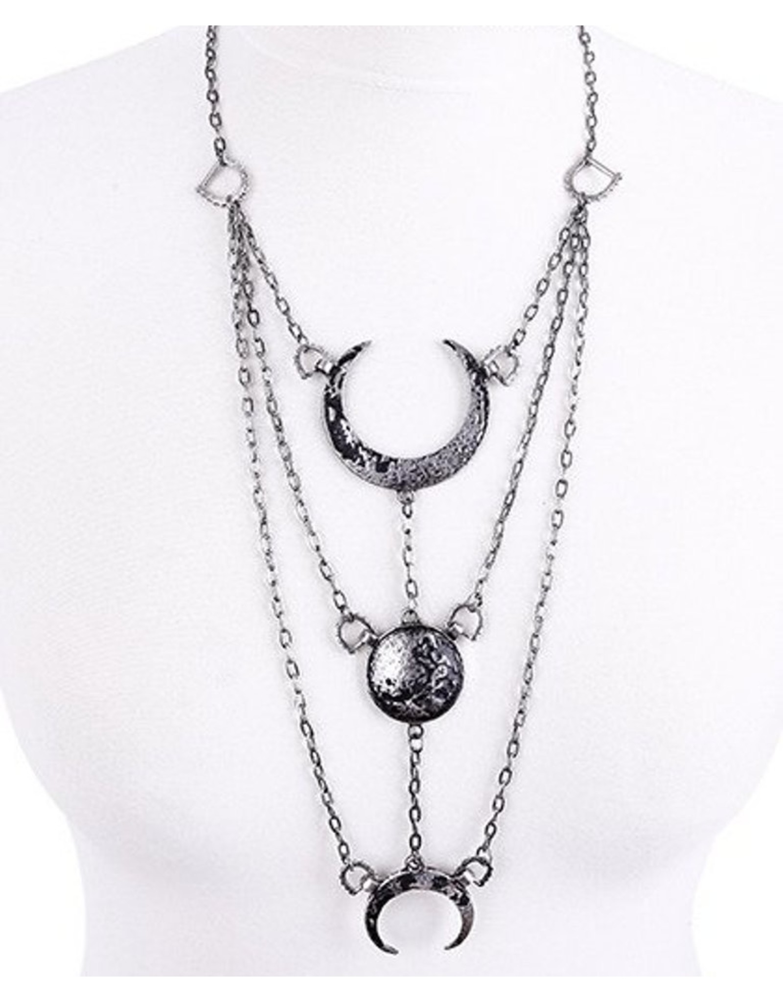 Restyle Gothic jewellery Steampunk jewellery - Long crescent necklace Moon Phases - Restyle