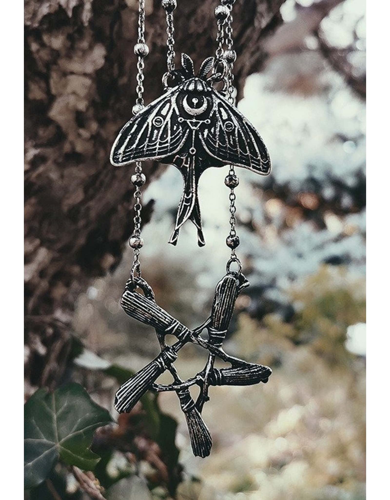 Restyle Gothic jewellery Steampunk jewellery - Necklace with pendant Broom pentagram - Restyle