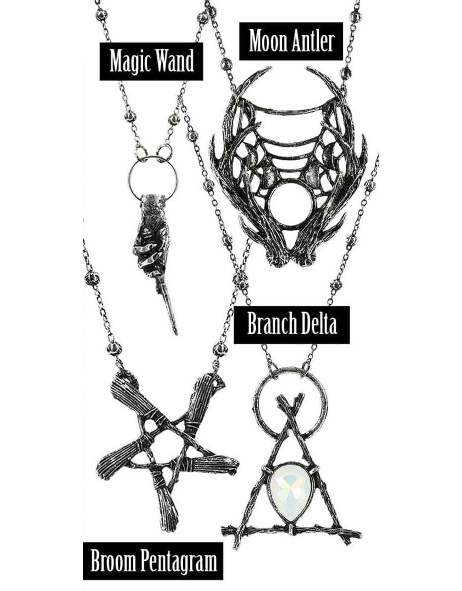 Restyle Gothic jewellery Steampunk jewellery - Necklace with pendant Broom pentagram - Restyle