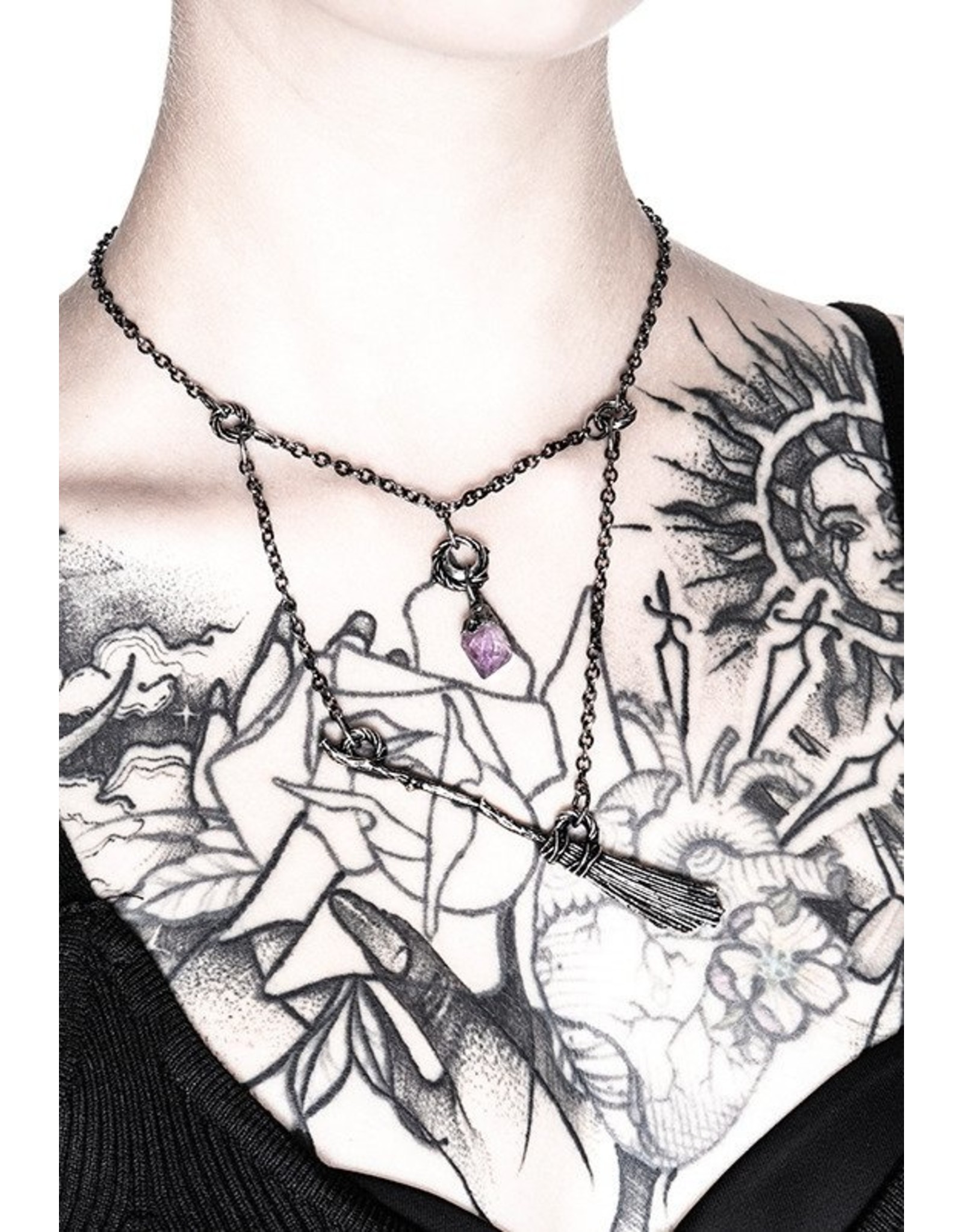 Restyle Gothic jewellery Steampunk jewellery - Necklace Witch Broomstick  - Restyle