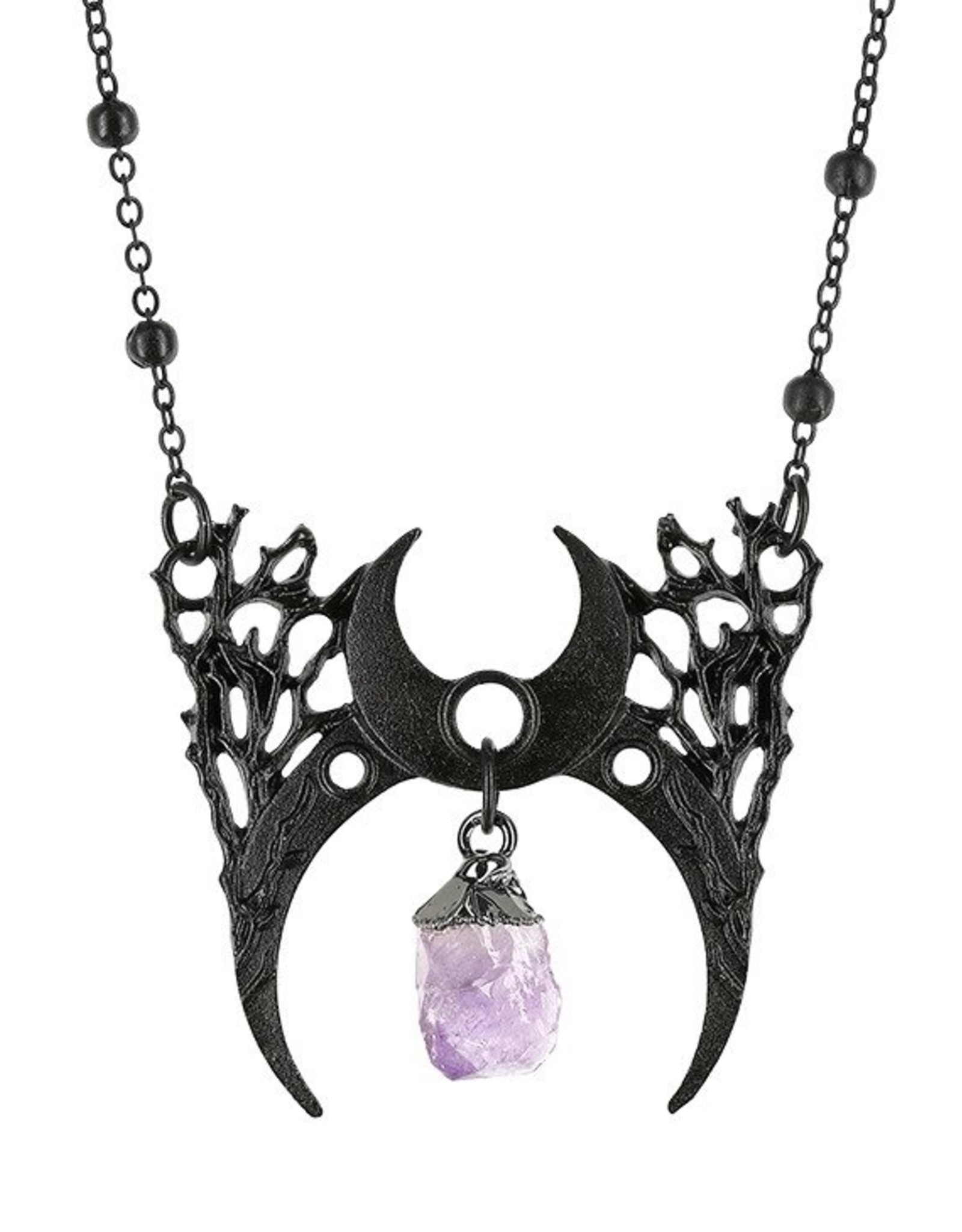 Restyle Gothic sieraden Steampunk sieraden - Ketting met kristal Branch Crescent (zwart)- Restyle