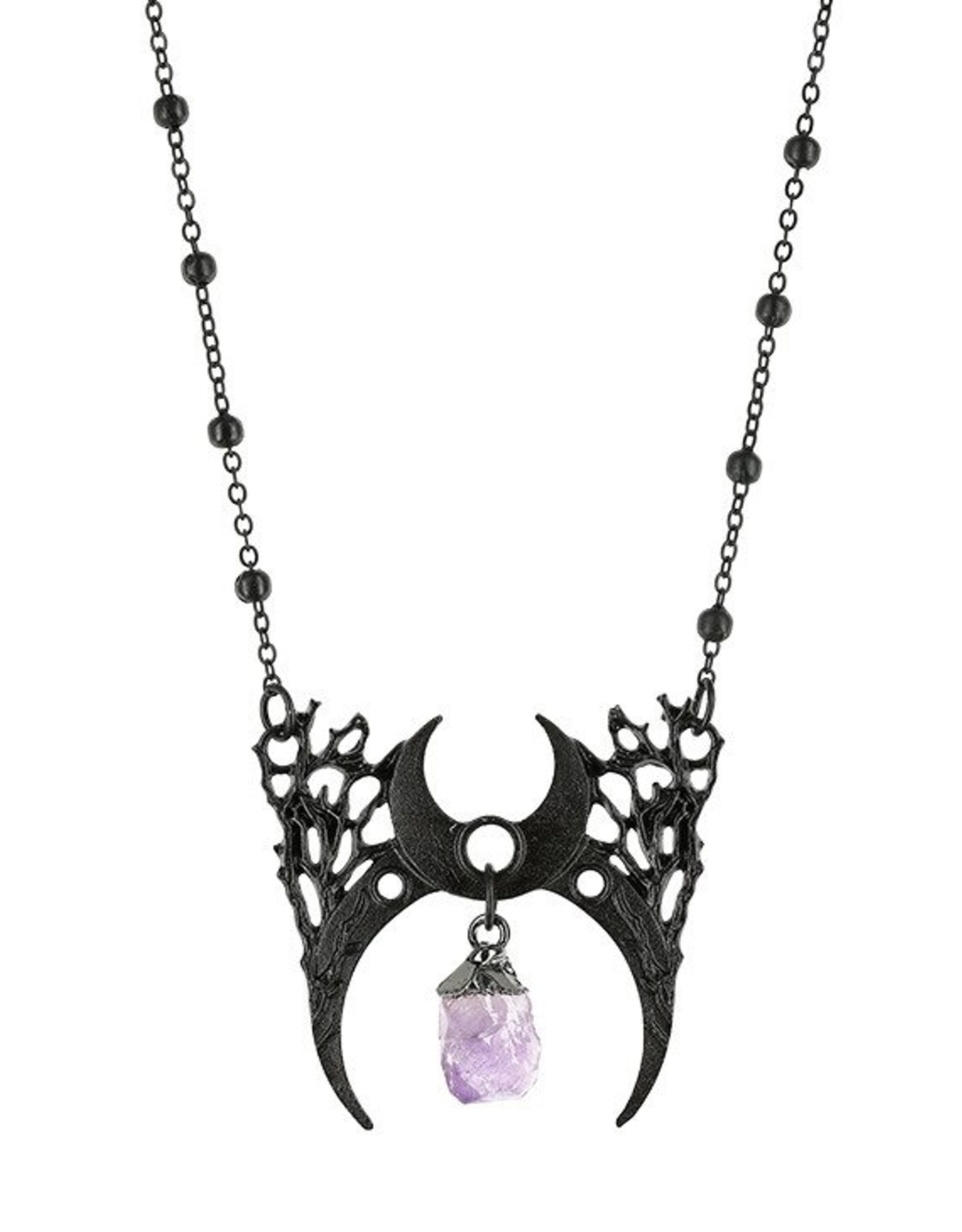 Restyle Gothic jewellery Steampunk jewellery - Necklace with crystal Branch Crescent (black) - Restyle