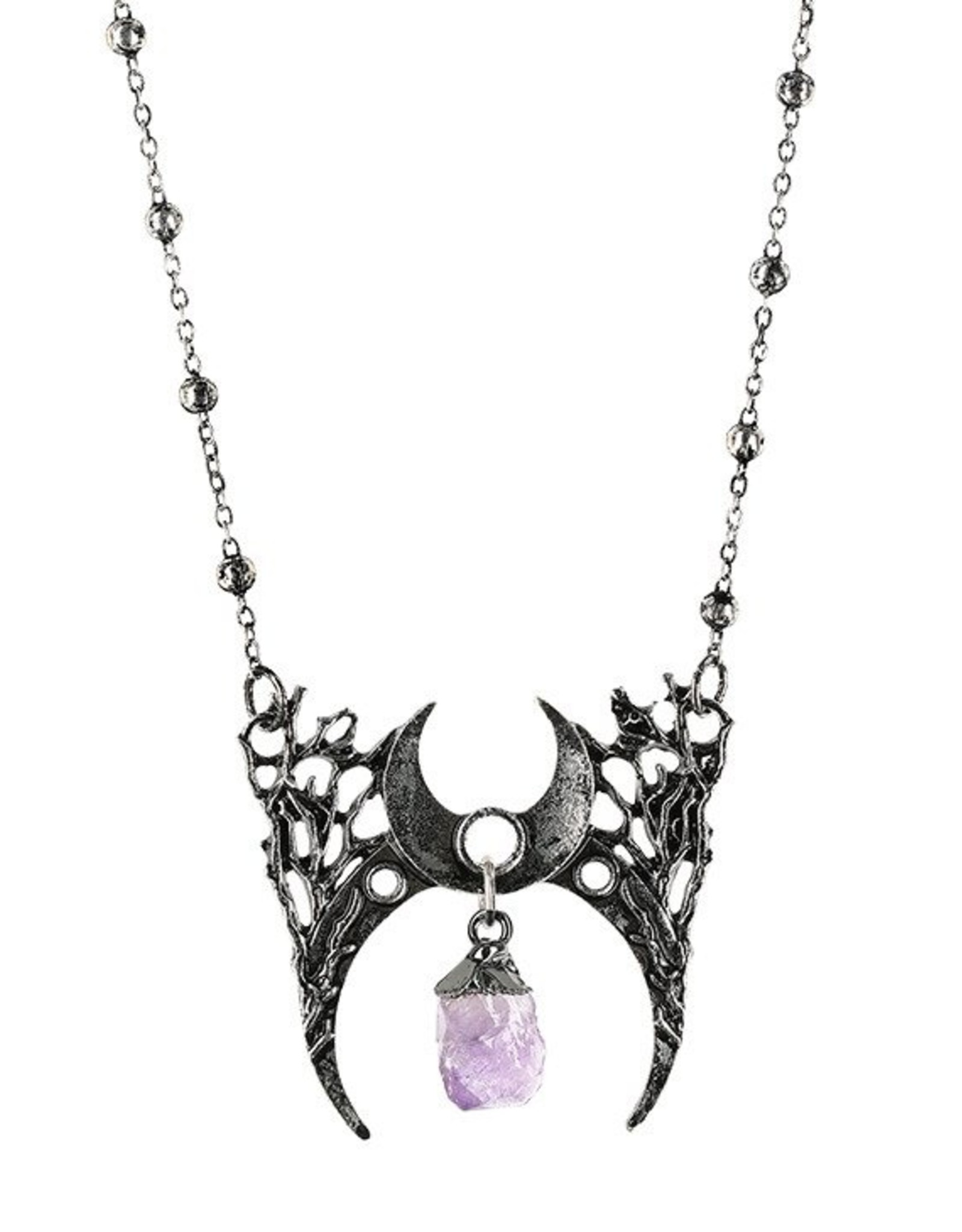 Restyle Gothic jewellery Steampunk jewellery - Necklace with crystal Branch Crescent (silver) - Restyle