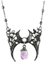 Restyle Gothic jewellery Steampunk jewellery - Necklace with crystal Branch Crescent (silver) - Restyle