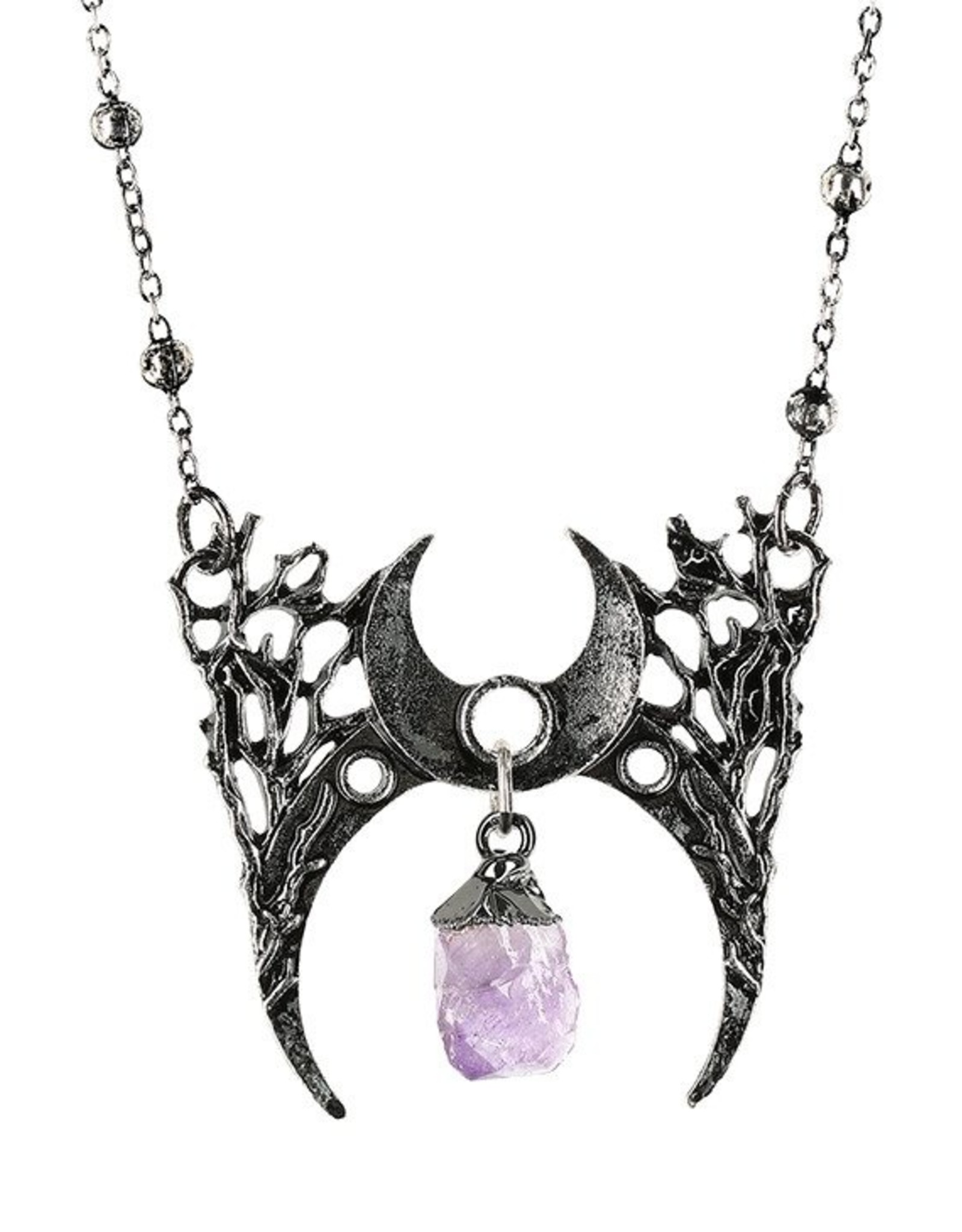 Restyle Gothic jewellery Steampunk jewellery - Necklace with crystal Branch Crescent (silver) - Restyle