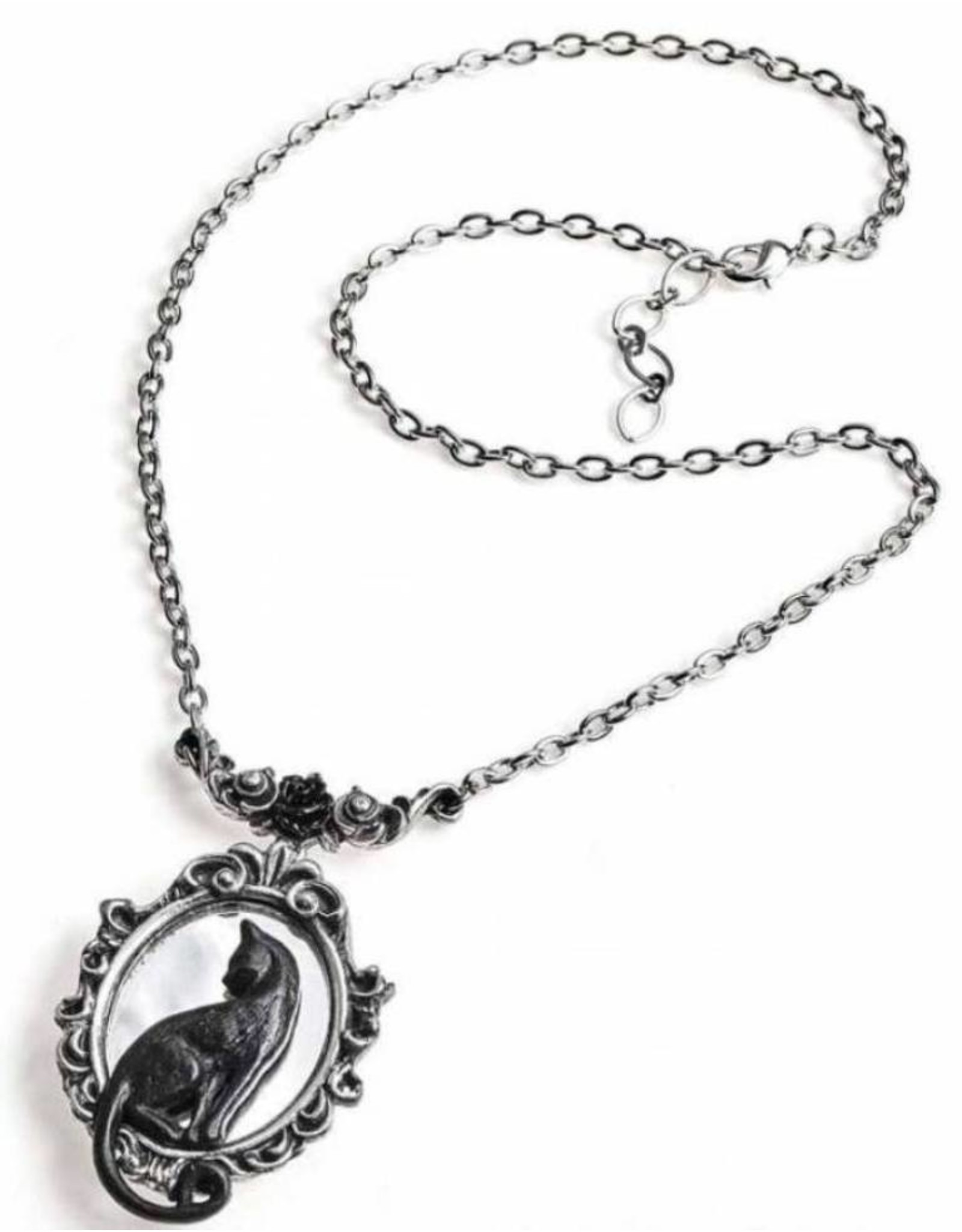 Alchemy Gothic sieraden Steampunk sieraden - Ketting met Zwarte Kat Feline Felicity - Alchemy