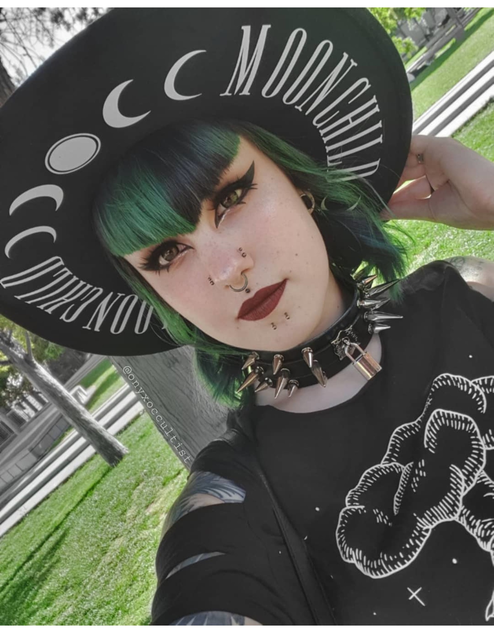Restyle Gothic and Steampunk accessories - Hat with wide brim and Moon Phases - Moon Child