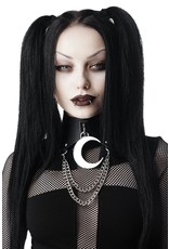 Killstar Gothic en Steampunk accessoires - Killstar choker Moon Rawk met Halve Maan en Kettingen