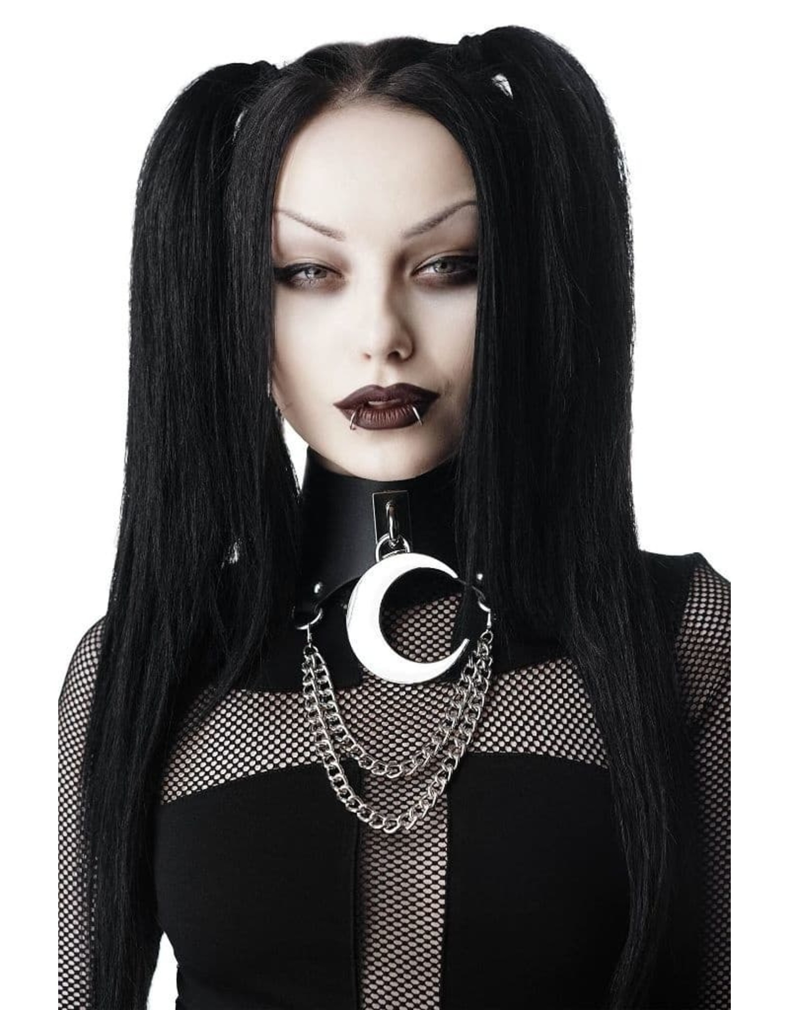 Killstar Gothic and Steampunk accessories - Killstar choker Moon Rawk with Crescent and Chains