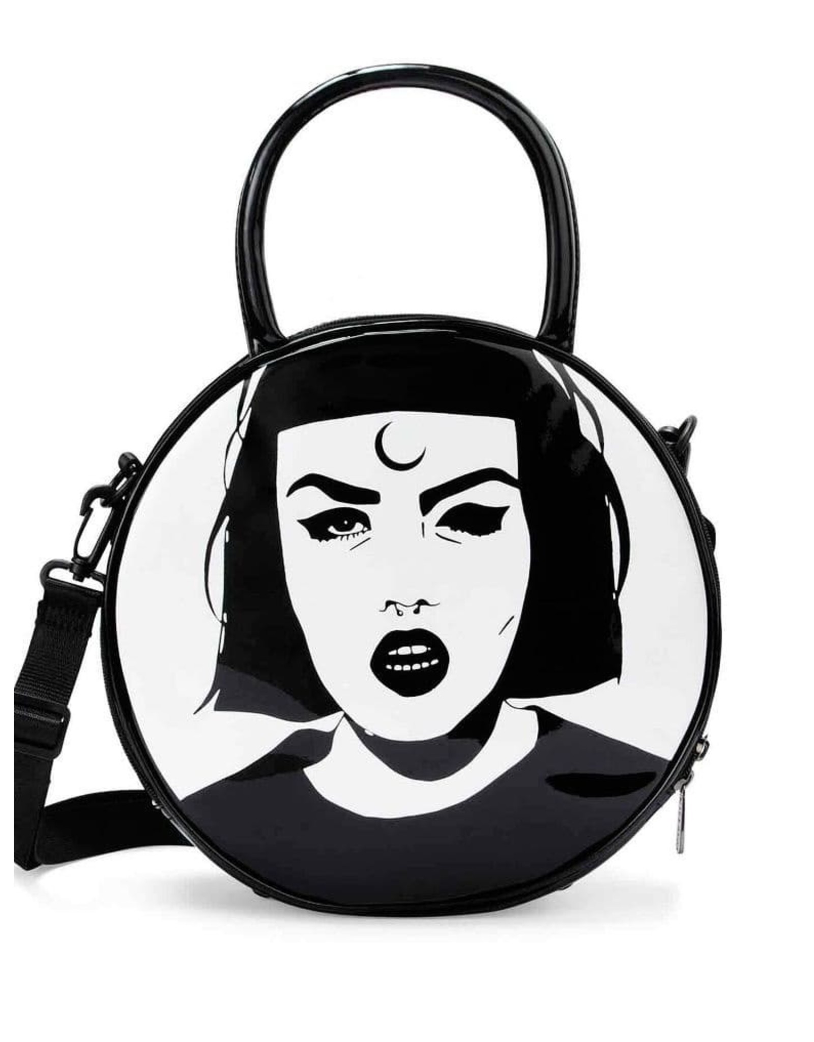 Killstar Gothic bags Steampunk bags - Killstar Minerva handbag face print round lacquer