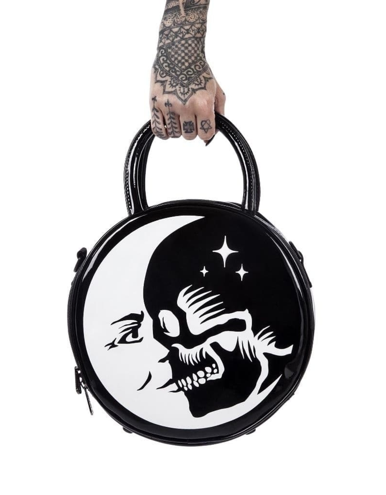 Killstar Gothic bags Steampunk bags - Killstar Luna Morte handbag round lacquer