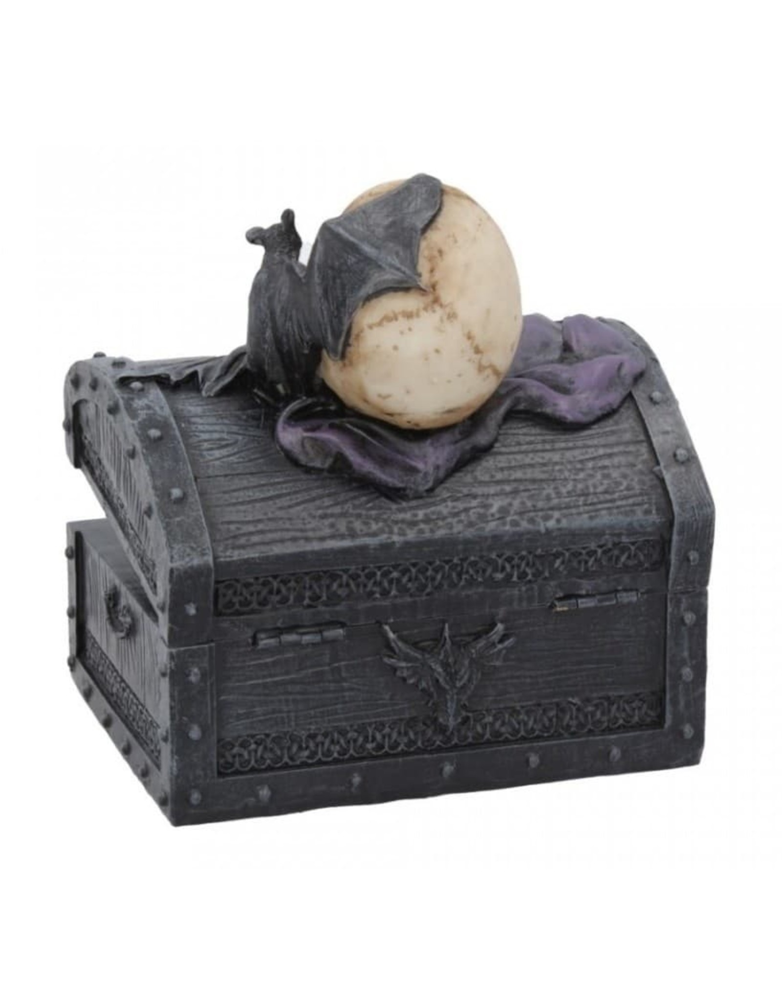 Alator Gothic and Steampunk accessories - Dark Shroud Bat & Skull Treasure Chest - Nemesis Now