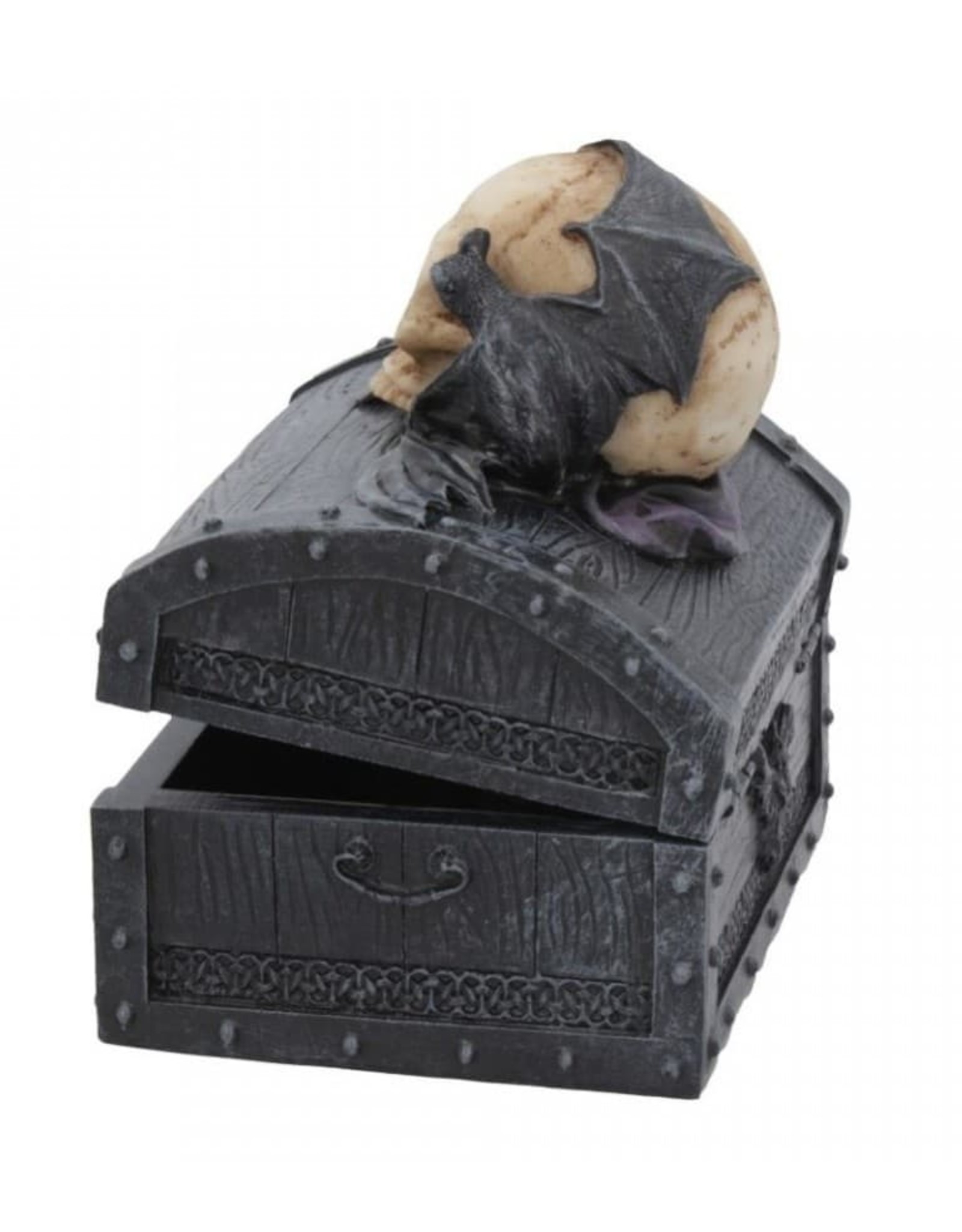 Alator Gothic and Steampunk accessories - Dark Shroud Bat & Skull Treasure Chest - Nemesis Now