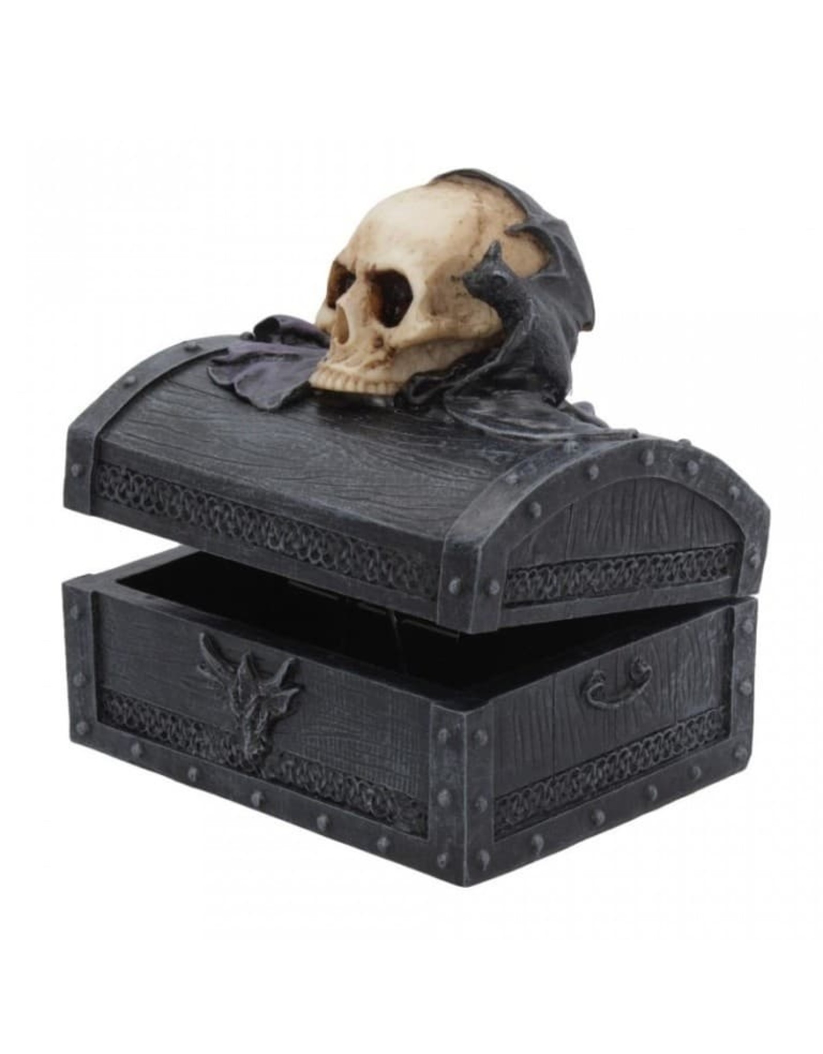 Alator Gothic and Steampunk accessories - Dark Shroud Bat & Skull Treasure Chest - Nemesis Now