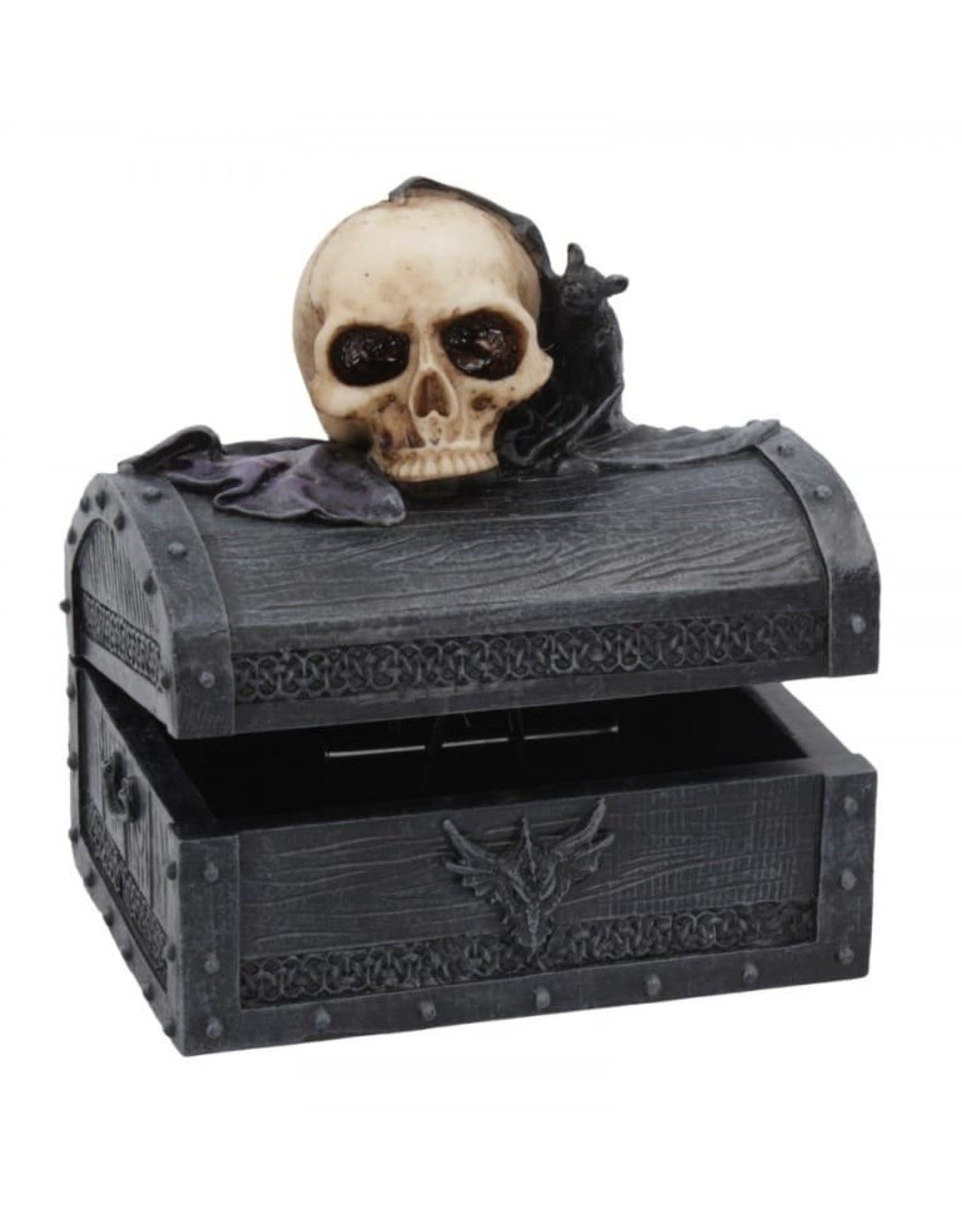 Alator Gothic and Steampunk accessories - Dark Shroud Bat & Skull Treasure Chest - Nemesis Now