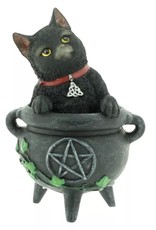 Alator Collectables -  Black Cat Smudge in Cauldron figurine  12cm - Lisa Parker