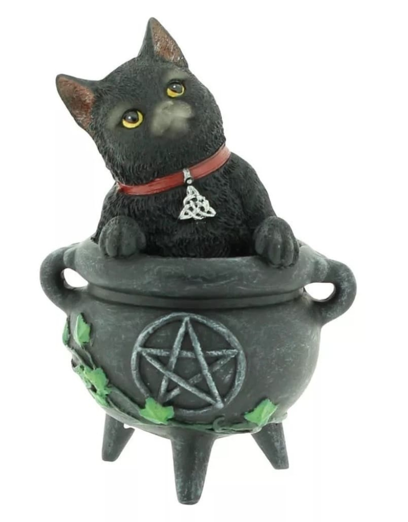 Alator Collectables -  Black Cat Smudge in Cauldron figurine  12cm - Lisa Parker