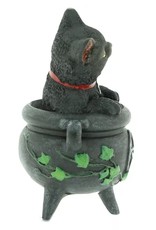 Alator Collectables -  Black Cat Smudge in Cauldron figurine  12cm - Lisa Parker