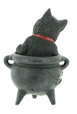 Alator Collectables -  Black Cat Smudge in Cauldron figurine  12cm - Lisa Parker