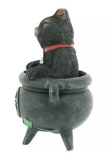 Alator Collectables -  Black Cat Smudge in Cauldron figurine  12cm - Lisa Parker